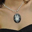 Black & White Dancing Women One of a Kind Ice Blue Freshwater Pearls